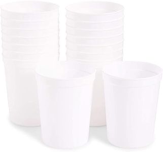 Juvale White Stadium Cups, Reusable Plastic Party Tumblers (16 oz, 16 Pack)