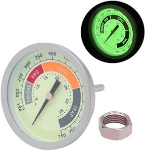 GLOWYE 3 1/8” Luminous BBQ Thermometer Gauge for CharBroil Oklahoma Joe’s Smokers, Weber, Royal Gourmet, Char-Griller and Most Charcoal Grills, 1/2 NPT Stainless Steel Grill Temperature Gauge