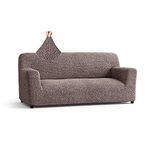 Menotti 3 Seater Couch Cover - Sofa Cover - Sofa Protector - Soft Polyester Fabric Slipcover - 1-Piece Form Fit Stretch Elastic Stylish Furniture Cover - Microfibre - Choco (3 Seater)