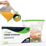 30 x TreeTop 1 Gallon 4.55Ltr Freezer Bags, Resealable and Easy to Open Airtight Zip Lock Bags, Large Ziplock Bags for Food Storage, BPA-Free Leakproof, Ideal food bags for Fruits, Vegetables and Meat