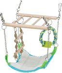 TRIXIE Small Animal Suspension Bridge with Hammock, Rope Ladder, and Ring, Cage Accessory for Ferrets, Rats