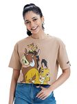 The Souled Store|Women & Girl Official Round Neck Disney Hakuna Matata Pink Color T-Shirt|Printed Half Sleeve 100% Cotton|Oversized Cropped T-Shirts