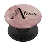 Alexis Personalized Name Floral Rose Pink Grunge Design PopSockets PopGrip: Swappable Grip for Phones & Tablets