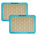 GUYDREMAT 2PCs Half Sheet Silicone Baking Mat Kit - Non Stick Food Grade Macaron Baking Mat - Reusable Easy Cleaning Oven Baking Mat for Macaron - 16 1/2” x 11 5/8”