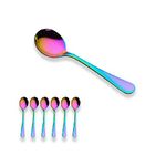 Berglander Titanium Colorful Plated, Multicolor Soup Spoons, Stainless Steel Rainbow Color Round Spoons, Pack of 6…