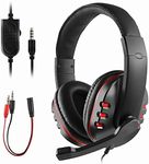 JAMSWALL Gaming Headset for PS4 Xbox One S 3.5mm Wired Over-Head Stereo Gaming Headset Headphone with Mic Microphone, Volume Control for Sony PS4 PC Tablet Laptop Smartphone Xbox One S