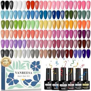 VANREESA Kit Vernis Semi Permanent Complet, 45 Couleurs 7ml Kit Ongle Gel U V Complet Semi Permanent Kit pour Bricolage à Domicile Cadeau pour Femme
