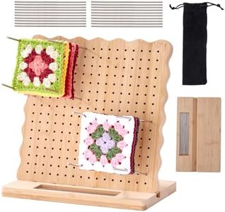 CANHAKELA 9.25 in Blocking Board for Crochet Projects, Granny Square Blocking Board with 20 Stainless Steel Pegs, Bamboo