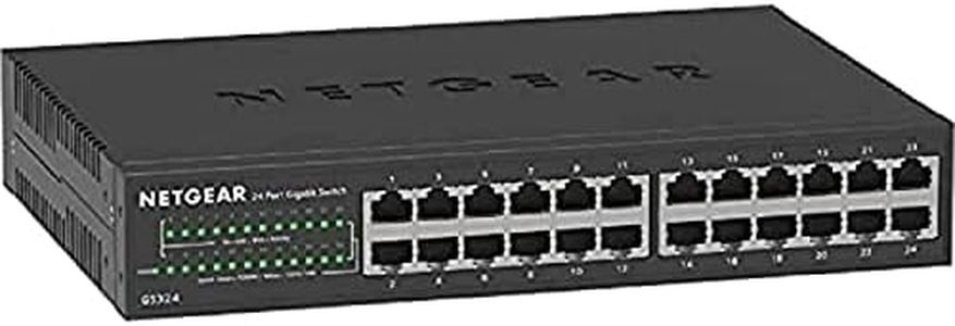 NETGEAR 24-Port Gigabit Ethernet Unmanaged Switch (GS324) - Desktop, Wall, or Rackmount, Silent Operation