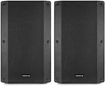 VONYX VSA120S 12" Active DJ Speaker Pair Set - 800W Bluetooth PA Speakers with Mixer, USB Media Player, Built-In Stereo Amplifier & Remote Control for DJs, Bands & Venues