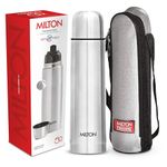 Milton Vacuum Flask for Hot Drink 1 Litre (34 oz), Stainless Steel Double Walled Insulated Water Bottle for 24 Hour Hot and Cold Drinks with Cover, Leak Proof, BPA Free, Thermosteel Flip Lid 1000 ml