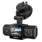 Dual Dash Cam with Built-in GPS, COOAU 1080P Front and Inside WiFi Dash Camera for Cars, Supercapacitor, 4 IR Night Vision, G-Sensor, Loop-Recording & Parking Mode