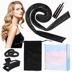 Velour Heatless Curling Rod Headband 60" Extra Long Heatless Hair Curler No Heat Curling Headband Heatless Curling Set Heatless Overnight Natural Curls (Black)