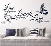 Wajade Live Laugh Love Wall Sticker Motivational Wall Stickers Quotes Inspirational Wall Decals for DIY Home Decoration for Bedroom Living Room