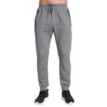 Tansozer Mens Joggers Slim Fit Jogging Bottoms Gym Pants Cotton Tracksuit Trousers with Zip Pockets (Dark Grey, Large)(Size: UK (32-34))