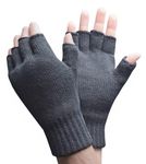 HEAT HOLDERS - Mens Winter Warm 2.3 TOG Fleece Lined Insulated Knit Thermal Fingerless Gloves (One Size, Grey 2)