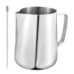 Milk Jug, 900ml/30oz Stainless Steel Handheld Milk Coffee Frothing Pitcher Barista Milk Jug Cup with Measurement Mark & Latte Art Pen for Making Cappuccino Latte Coffee Art