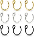 Lusofie 9Pcs Fake Nose Rings，Fake N