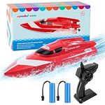 ifollower Remote Control Boat, RC Boat 15km/h Fast Racing Boat 2.4Ghz Electric Toys for Kids and Adults with 2 Rechargeable Batteries Perfect for Boys Girls Birthday Gift