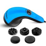 AGARO Atom Plus Electric Handheld Full Body Massager, 4 Massage Heads, Mesh Cover, Variable Speed Settings for Pain Relief and Relaxation, Back, Leg & Foot (Blue)