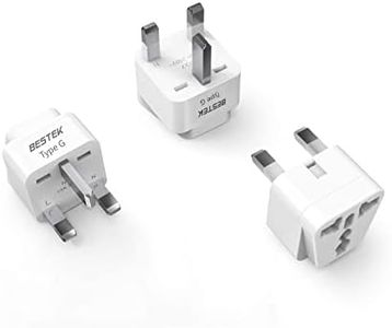 BESTEK UK Travel Plug Adapter Set, Grounded Universal Power Plug Adapter for USA to Type G Countries, UK, Ireland, Hong Kong and More-3 Packs