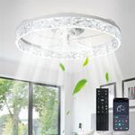 Depuley 20-Inch Ceiling Fans with Lights: LED Ceiling Fan with Remote & APP Control - Low Profile Ceiling Fan with 6 Speeds & 3 Color Temperature - Dimmable Flush Mount Fan Light for Bedroom - White
