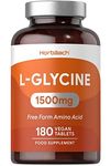 L Glycine Supplement 1500mg | 180 Vegan Tablets | Amino Acid Nutritional Supplements | by Horbaach