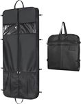 Univivi Long Dress Bag, 60 inch Dress Cover with 5 Zip Pockets and PVC Transparent Window, Waterproof Foldable Garment Bag for Women for Travel with Adjustable Handles, for Wedding and Feast, Black