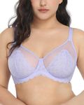 HSIA Minimizer Bra for Women - Plus Size Lace Bra Womans Full Coverage Bras Unlined Underwire Bra for Heavy Breast Purple