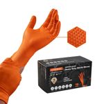 10-Mil Nitrile Disposable Mechanic Safety Work Gloves - Latex-Free, Heavy-Duty, Chemical-Resistant, Diamond Texture, Ideal for Automotive and Industrial Use(Orange of 100,Large)