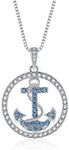 Necklace Anchor Blue Pendant 925 Silver Maritime Crystals Blue White Gifts for Women, Sister, Mother, Daughter with Jewellery Box, Silver, Crystals from Swarovski®.