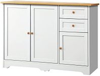 OIKITURE Buffet Sideboard Cabinet - with 3 Doors & 3 Drawers, Multi-Storage Cabinet Cupboard for Kitchen Living Room Dining Room, White