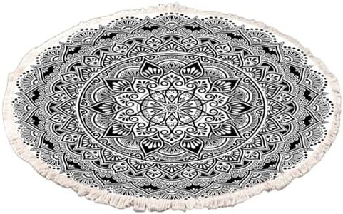 Kitchen Rugs Washable Round Rug 2ft Entryway Black Round Rug Vintage Kitchen Mat Non-Slip Non-Shedding Stain Resistant Bedroom Carpet for Indoor Living Dining Room Coffee Table Nursery, 9060