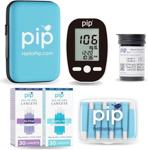 Pip Blood Glucose Monitor Kit with Preloaded Safety Lancets - Complete Diabetes Testing Kit for Blood Sugar Monitoring | No Lancing Device, Virtually Painless | 50 Test Strips, Lancets & Travel Case