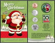 American Coin Treasures Santa Coin Year to Remember 2020 Christmas Card | Genuine United States JFK Colorized Half Dollar | First Christmas Stamp Ornament