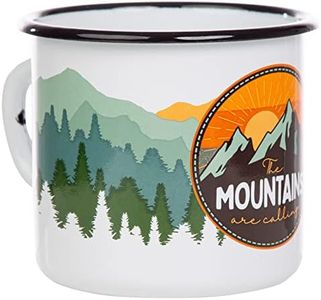 MUGSY I Tasse en émail The Mountains are calling, 330 ml, tasse de camping avec inscription en allemand I Colorée