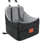 Dog Car Seat for Small/Medium Dogs, Dog Booster Seats with Thick Cushion for Dogs Under 35lbs, Detachable Washable Pet Car Seat with Storage Pockets, 2 Safety Belts (Black/Grey)
