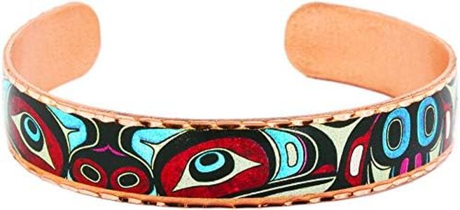 Colorful NW Native American Eagle Bracelets Eagle Totem Animal Jewelry Artisan Copper Cuff Bracelets. Haida Art Jewelry Spirit Animal Bracelet of an Eagle, Metal Copper, granite