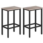 MAHANCRIS Bar Stools, Set of 2 Bar Chairs, Kitchen Breakfast Bar Stools with Footrest, 65.5 cm Dining Stools, Rectangular Industrial Bar Chairs, for Dining Room, Kitchen,Greige BAHG0101Z