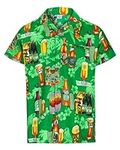 REDSTAR Hawaiian Shirts for Men Funny Shirts with Short Sleeves - Hawaiian Fancy Dress Mens Hawaiian Shirt Button Down Beer Shirts for Men - Ugly Shirts for Stag Do Accessories (Small, Green)