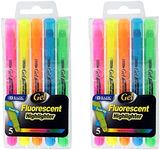 2 Sets of 5 Gel Highlighters, Assorted Fluorescent Colors