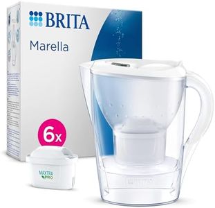 BRITA Jarra con Filtro de Agua Marella Blanca (2,4 l) Incl. 6x Cartucho MAXTRA PRO All-in-1 - jarra adaptable al frigorífico con LTI digital y tapa abatible que reduce cloro, cal e impurezas.