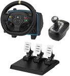 NBCP Gaming Steering Wheel with Hall Effect Metal Pedal and 6-Speed H-Pattern Shifter-1080° Racing Wheel,Dual Vibration,Paddle Shifters,Steering Wheel for PC,PS4,Xbox One,PS3, Xbox Series X/S,Switch