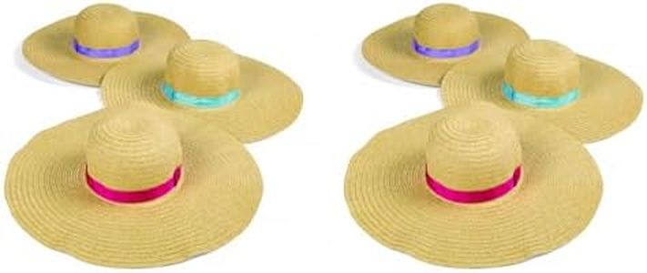 Fun Express Adult Floppy Sun Hats (Set of 6 Straw Hats) Women's Apparel Accessories