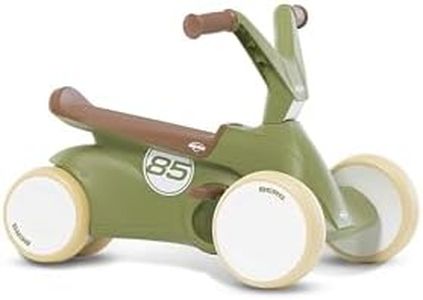BERG GO2 2in1 Rutschauto Retro Grün | Kinderrutscher & Laufrad ab 1 Jahr | Kinderauto mit ausklappbaren Pedalen | Baby Auto Spielzeug ab 10 Monaten