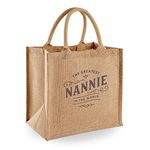 D Design Invent Print! Nannie Gift Bag Natural Jute Tote Shopping Present for Nannie 30cm x 30cm x 19cm