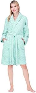 PAVILIA Mint Womens Robes Lightweight Plus Size, Knee Length Plush Fluffy Shower Bathrobe for College Dorm Ladies, Soft Fuzzy Cozy with Pockets, 2XL/3XL