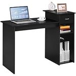 Yaheetech Home Office Small Computer Desk with Drawer for Living Room, Laptop PC Table Compact Desk with Shelf, Modern Style Workstation Writing Studying Desk, Heavy Duty Home Furniture, 112x50x82cm