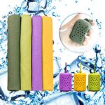 MUTAO 4 Pack Cooling Towels with Silicone Case, Mini Travel Towel Sports Workout Fitness Sweat Towels with Clip for Gym, Yoga, Cycling, Running, Hiking, Travel