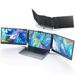 APILDELLA 14’’ Triple Laptop Screen Extender, 1080P FHD Portable Dual Monitor for Laptop USB C HDMI, Plug-Play Monitor Extender for Triple Display for Mac/Windows, Fit 13”-17.3” Laptops